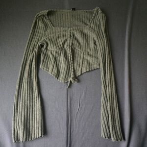 SHEIN Charcoal Ribbed Knit Top